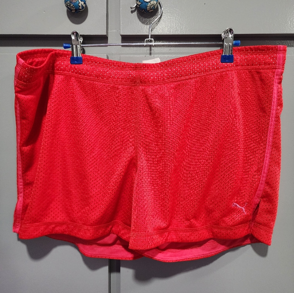 Puma Women's Red & Hot Pink Shorts, L